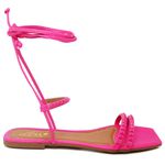 Sandália Rasteira Bico Quadrado Napa Rosa Shock