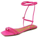 Sandália Rasteira Bico Quadrado Napa Rosa Shock