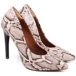 Scarpin Salto Alto Animalier Branco