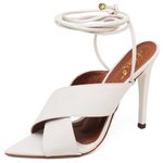 7948 Sandália Salto Alto Bico Folha Napa Off White