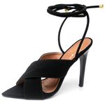 7948 Sandália Salto Alto Bico Folha Nobuck Preto