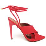 7948 Sandália Salto Alto Bico Folha Nobuck Vermelho