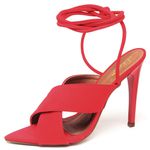 7948 Sandália Salto Alto Bico Folha Nobuck Vermelho