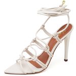 7950 Sandália Salto Alto Bico Folha Napa Off White