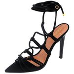 7950 Sandália Salto Alto Bico Folha Nobuck Preto