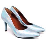Scarpin Salto Médio Croco Holografico Prata