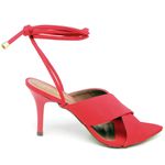 8948 Sandália Salto Médio Bico Folha Nobuck Vermelho