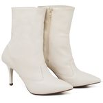 9103 Bota Cano Curto/Dobrado Salto Fino Médio Napa Off White