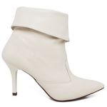9103 Bota Cano Curto/Dobrado Salto Fino Médio Napa Off White
