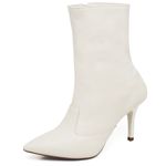 9103 Bota Cano Curto/Dobrado Salto Fino Médio Napa Off White