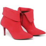 9103 Bota Cano Curto/Dobrado Salto Fino Médio Nobuck Vermelho