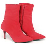 9103 Bota Cano Curto/Dobrado Salto Fino Médio Nobuck Vermelho