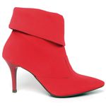9103 Bota Cano Curto/Dobrado Salto Fino Médio Nobuck Vermelho