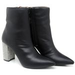 9504 Bota Cano Curto Salto Medio com Strass Napa Preto