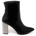9504 Bota Cano Curto Salto Medio com Strass Napa Preto