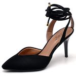 8916 Scarpin Salto Médio Nobuck com Amarração Preto 