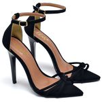 7912 Sandália Bico Folha Salto Alto Nobuck Preto 