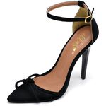 7912 Sandália Bico Folha Salto Alto Nobuck Preto 
