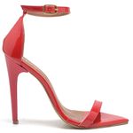 7910 Sandália Bico Folha Salto Alto Verniz Vermelho