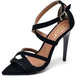7911 Sandália Bico Folha Salto Alto Nobuck Preto