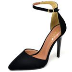 7913 Sandália Bico Folha Salto Alto Nobuck Preto 