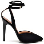7916 Scarpin Salto Alto Nobuck com Amarração Preto