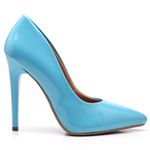 Scarpin Salto Alto Fino Verniz Azul Tifany