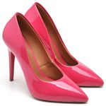 Scarpin Salto Alto Verniz Rosa Chiclete