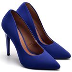 Scarpin Salto Alto Nobuck Azul 
