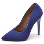 Scarpin Salto Alto Nobuck Azul 