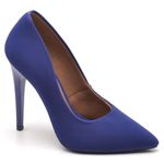 Scarpin Salto Alto Nobuck Azul 