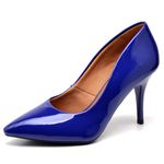 Scarpin Salto Médio Verniz Azul Klein
