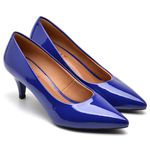 Scarpin Salto Baixo Verniz Azul Klein