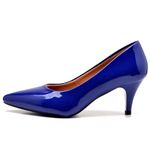 Scarpin Salto Baixo Verniz Azul Klein