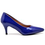 Scarpin Salto Baixo Verniz Azul Klein