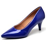 Scarpin Salto Baixo Verniz Azul Klein