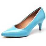 Scarpin Salto Fino Baixo Verniz Azul Tifany 