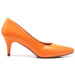 Scarpin Salto Fino Baixo Verniz Laranja