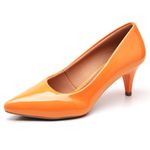 Scarpin Salto Fino Baixo Verniz Laranja