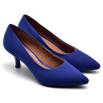 Scarpin Salto Baixo Nobuck Azul