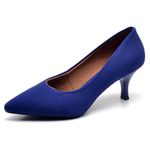 Scarpin Salto Baixo Nobuck Azul