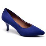 Scarpin Salto Baixo Nobuck Azul