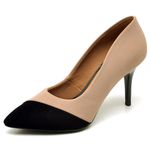  Scarpin Salto Medio Nobuck Bicolor 