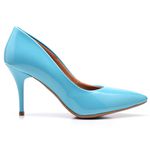 Scarpin Salto Médio Fino Verniz Azul Tifany