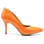 Scarpin Salto Médio Fino Verniz Laranja