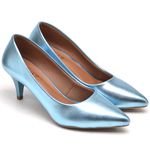 Scarpin Salto Baixo Metalizado Celeste 