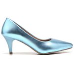 Scarpin Salto Baixo Metalizado Celeste 