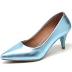 Scarpin Salto Baixo Metalizado Celeste 