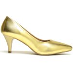 Scarpin Salto Baixo Metalizado Ouro