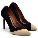  Scarpin Salto Alto Nobuck Bicolor 